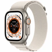 Apple Watch Ultra 49mm Titanium Case with Starlight Alpine Loop Medium